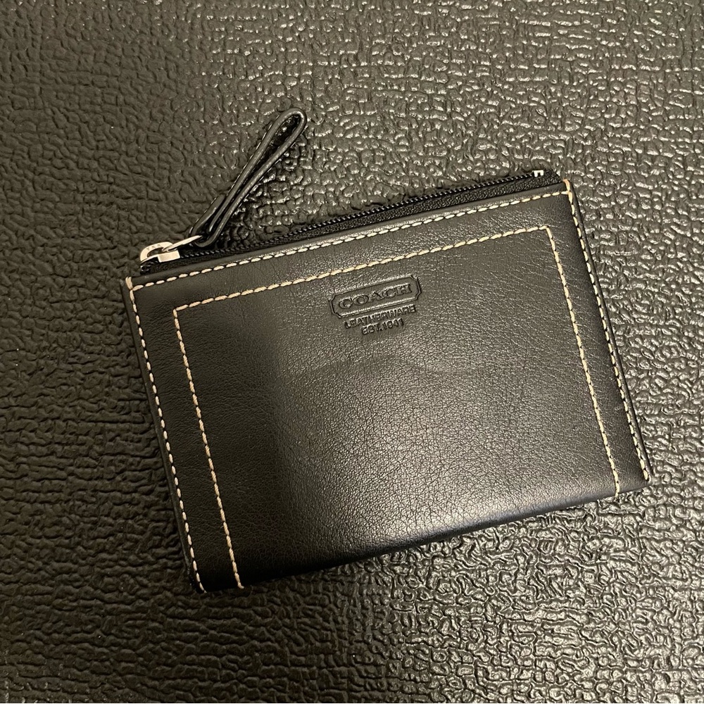 Coach Keychain Wallet - Black Leather